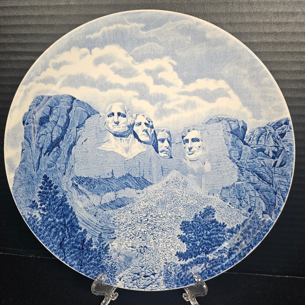 Johnson Brothers England Mount Rushmore National Monument Plate In Blue